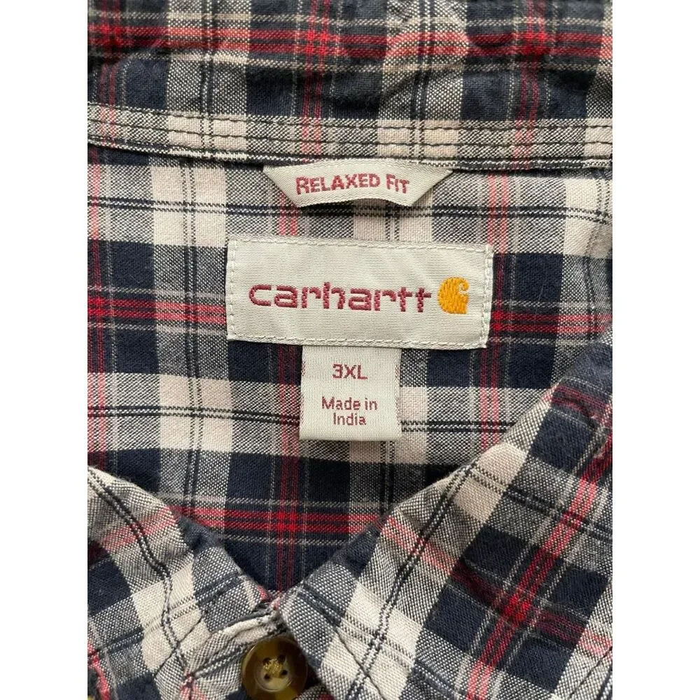 Carhartt Men's Relaxed Fit Plaid Print Long Sleeve Button-Down Work Shirt, 3XL